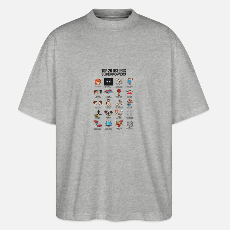 20 unnecessary super powers gift - Stanley/Stella Oversized Unisex Organic T-shirt Blaster 2.0 - heather grey