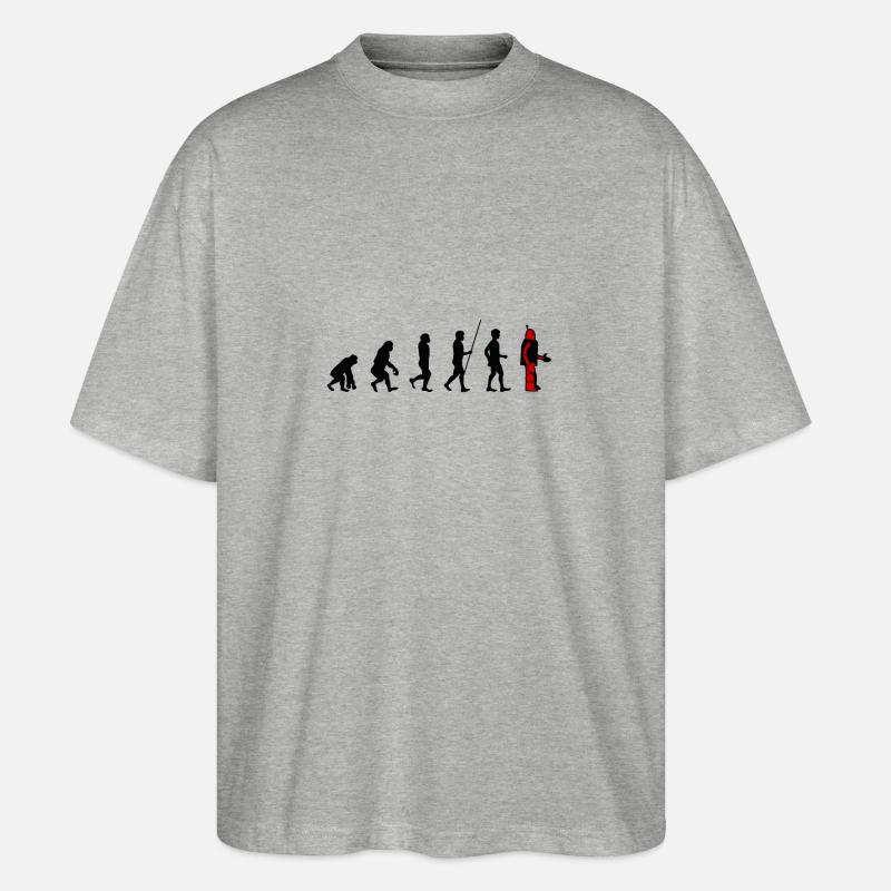 Evolution - Robot - Stanley/Stella Oversized Unisex Organic T-shirt Blaster 2.0 - heather grey
