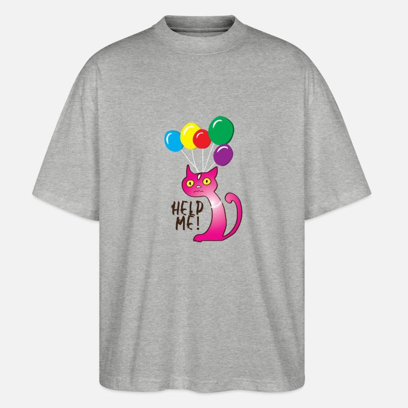 Chat Aidez-moi, Aidez-moi - T-shirt bio Blaster 2.0 coupe oversize Stanley/Stella Unisexe - gris chiné