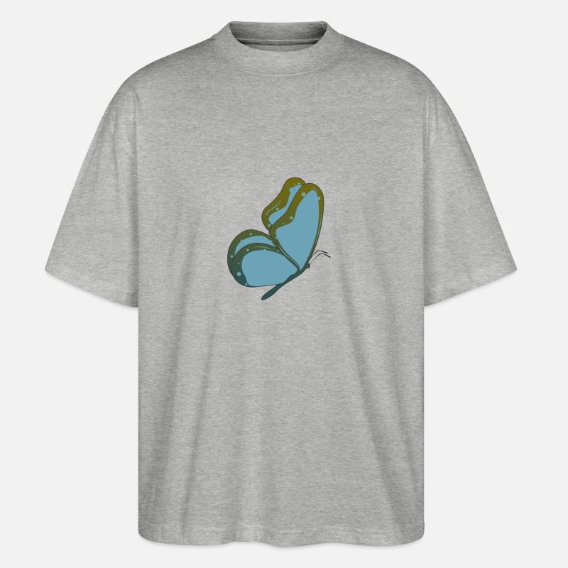 Schmetterling blauer Falter - Stanley/Stella Oversized Unisex Bio T-Shirt Blaster 2.0 - Grau meliert