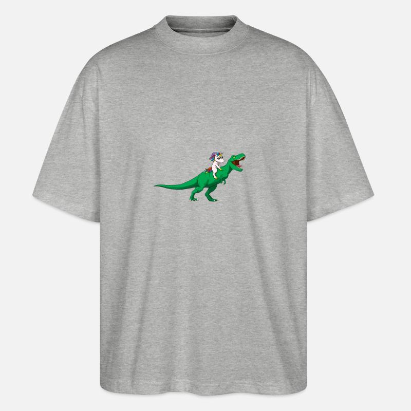 Einhorn Dino T Rex Dinosaurier Kinder Geschenkidee - Stanley/Stella Oversized Unisex Bio T-Shirt Blaster 2.0 - Grau meliert