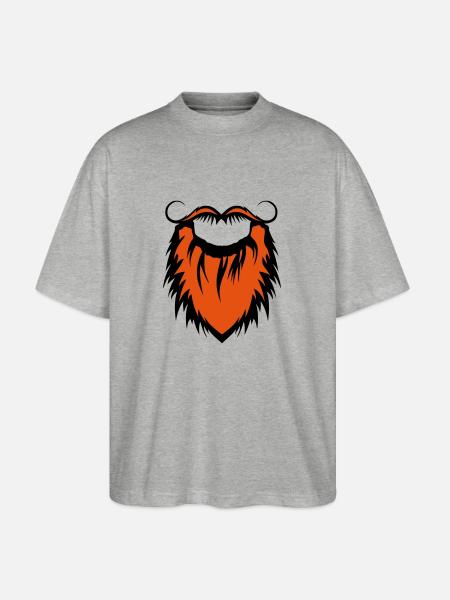 beard and mustache 20122 - Stanley/Stella Oversized Unisex Organic T-shirt Blaster 2.0 - heather grey