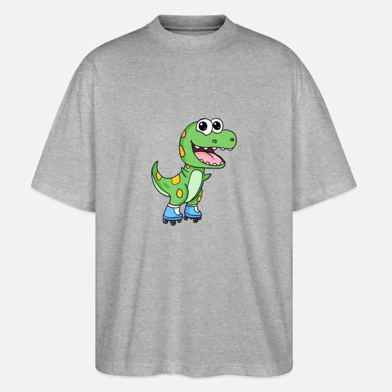 Inline Skating Rollschuhe Dinosaurier - Stanley/Stella Oversized Unisex Bio T-Shirt Blaster 2.0 - Grau meliert