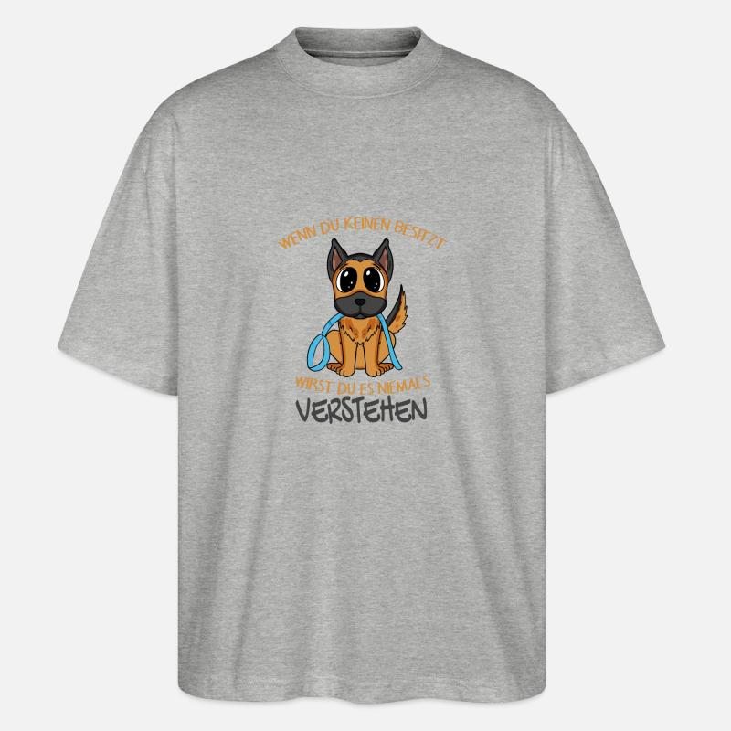 Deutscher Schäferhund - Stanley/Stella Oversized Unisex Bio T-Shirt Blaster 2.0 - Grau meliert