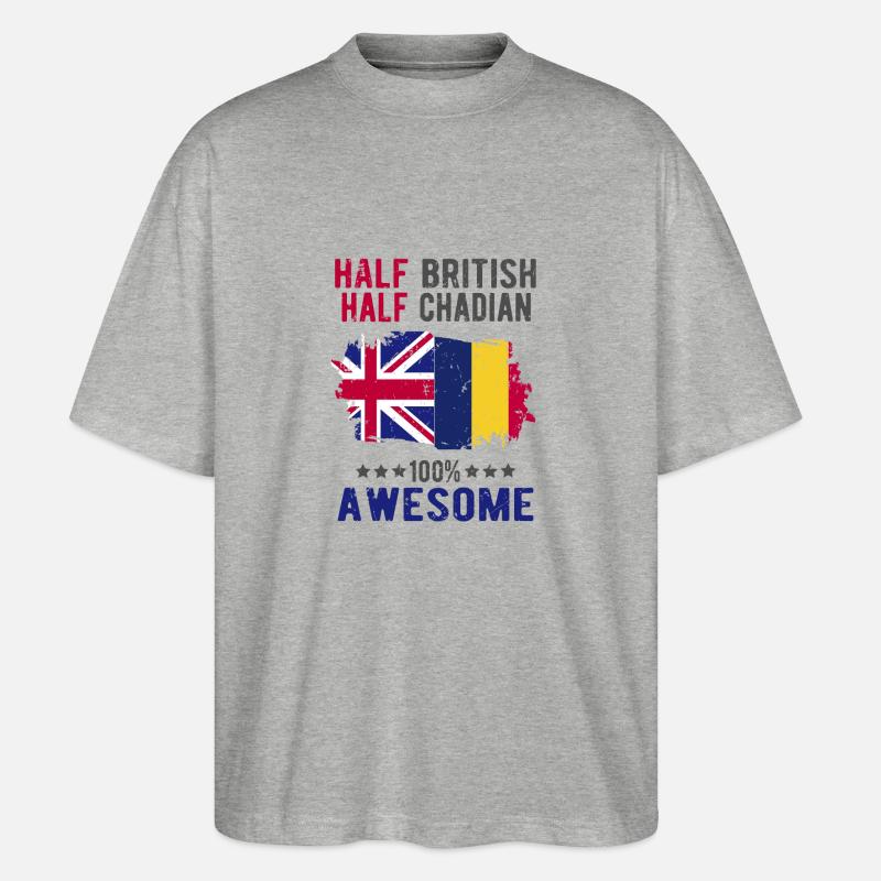Half British Half Chader - Stanley/Stella Oversized Unisex Organic T-shirt Blaster 2.0 - heather grey