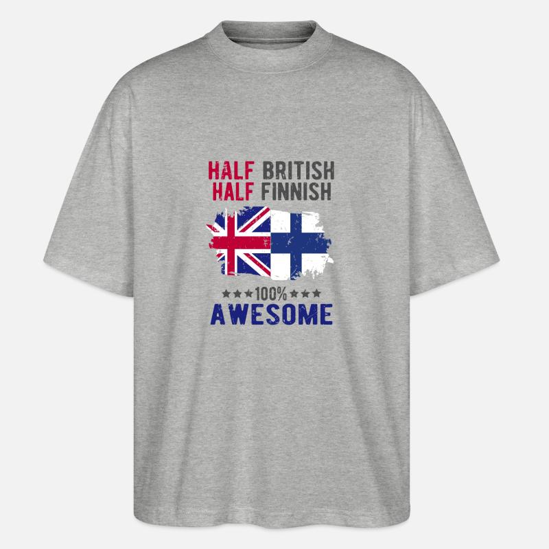 Halb Brite Halb Finne - Stanley/Stella Oversized Unisex Bio T-Shirt Blaster 2.0 - Grau meliert