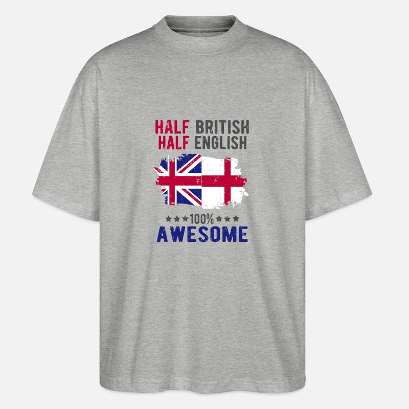 Halb Brite Halb Engländer - Stanley/Stella Oversized Unisex Bio T-Shirt Blaster 2.0 - Grau meliert