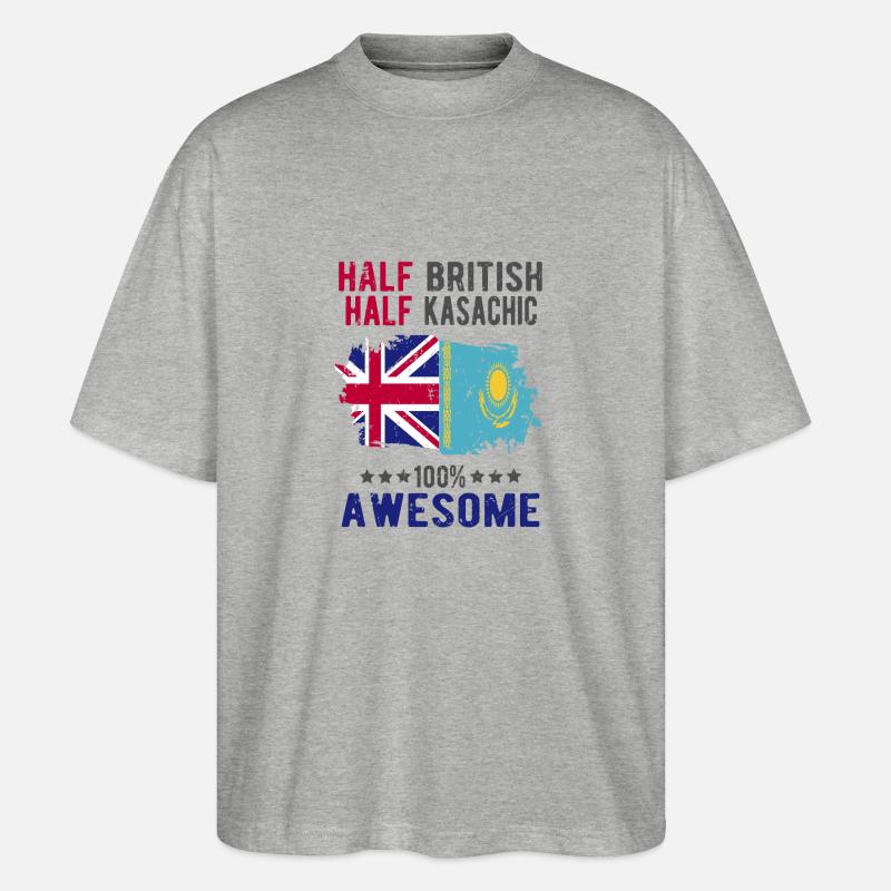 Halb Brite Halb Kasache - Stanley/Stella Oversized Unisex Bio T-Shirt Blaster 2.0 - Grau meliert