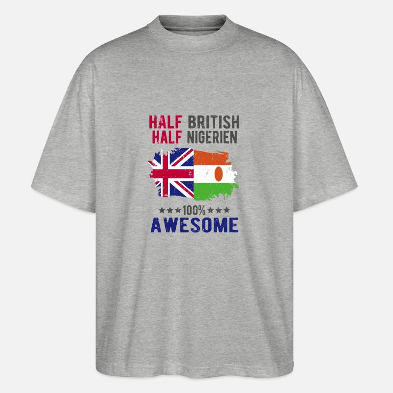 Halb Brite Halb Nigrer - Stanley/Stella Oversized Unisex Bio T-Shirt Blaster 2.0 - Grau meliert