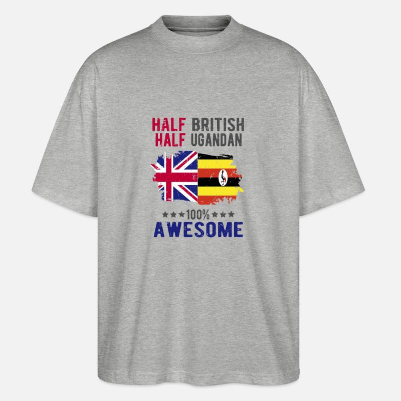 Halb Brite Halb Ugander - Stanley/Stella Oversized Unisex Bio T-Shirt Blaster 2.0 - Grau meliert