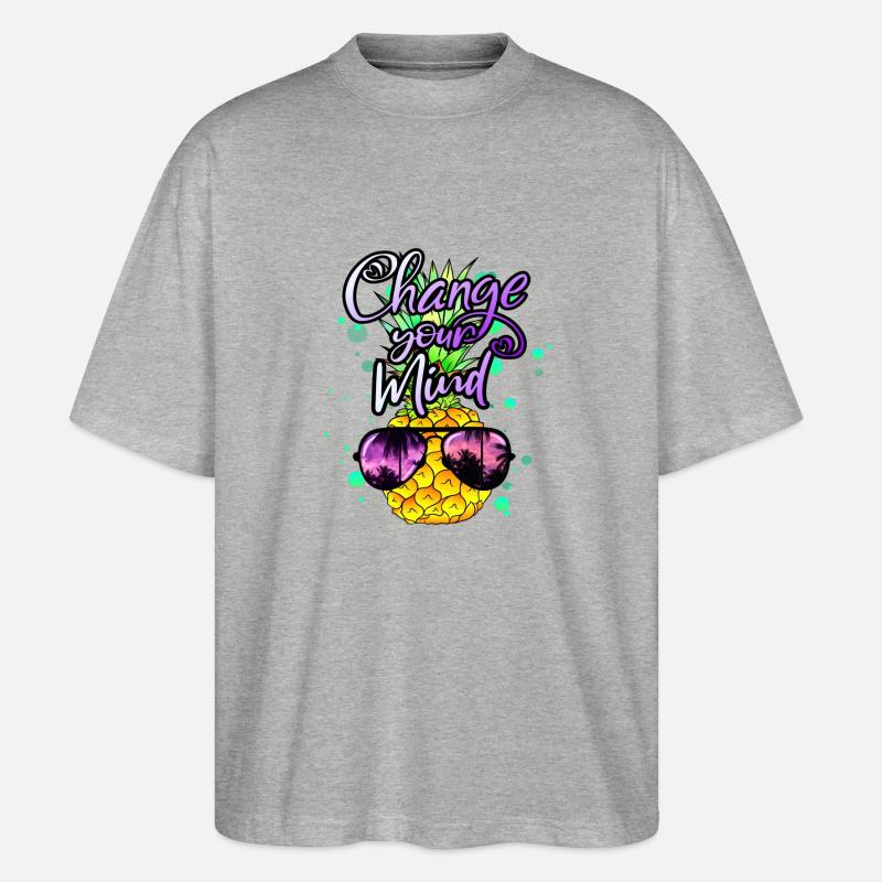 coole Ananas Change your Mind - Stanley/Stella Oversized Unisex Bio T-Shirt Blaster 2.0 - Grau meliert