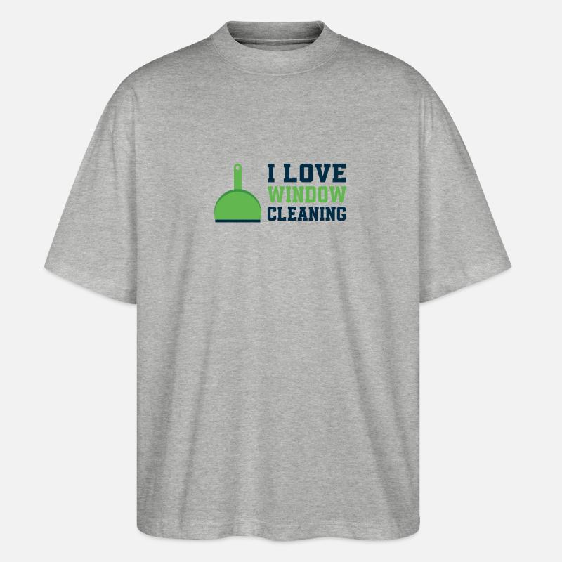Ich Liebe Fensterputzen - Stanley/Stella Oversized Unisex Bio T-Shirt Blaster 2.0 - Grau meliert