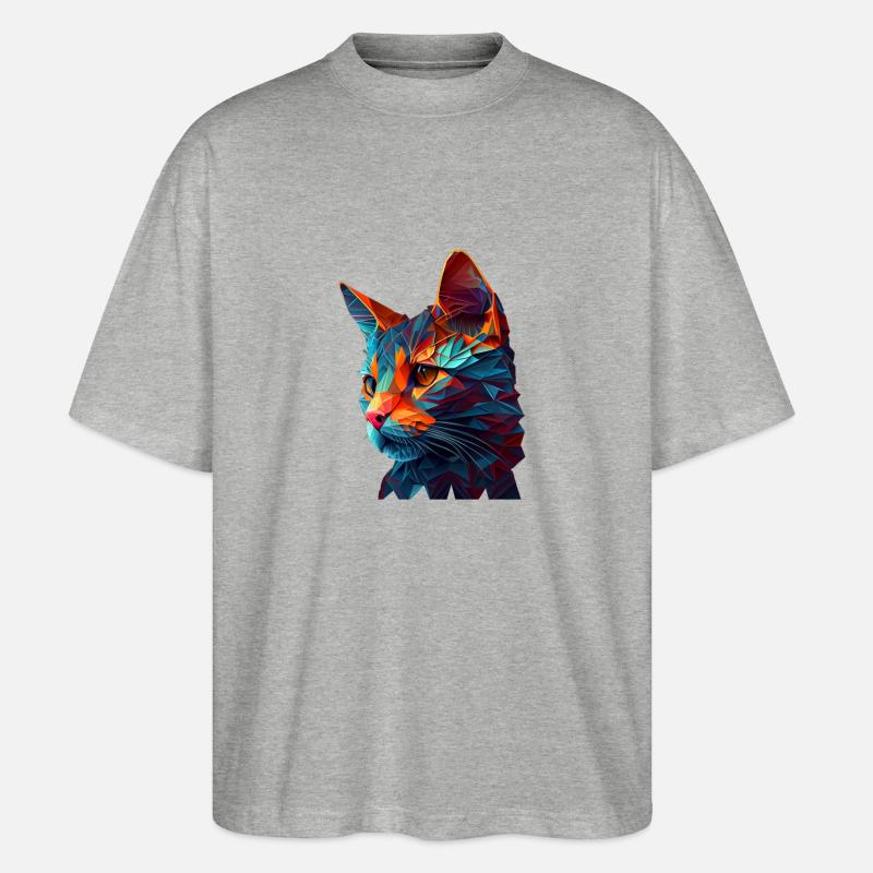 Chaton Chaton Chat Polygone Chat - T-shirt bio Blaster 2.0 coupe oversize Stanley/Stella Unisexe - gris chiné