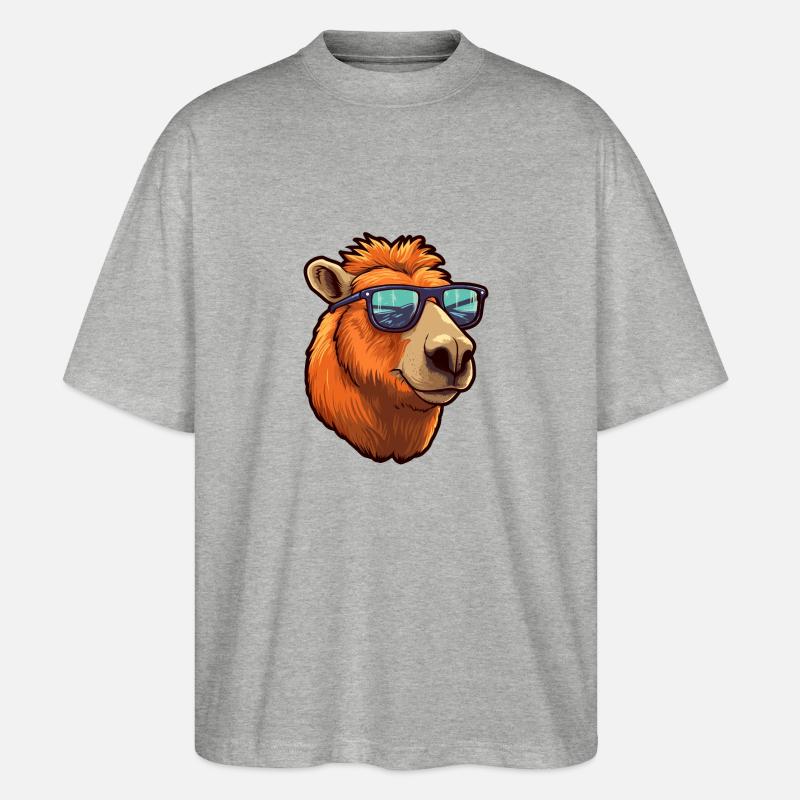 Capybara Sonnenbrille Cooles Capybara - Stanley/Stella Oversized Unisex Bio T-Shirt Blaster 2.0 - Grau meliert