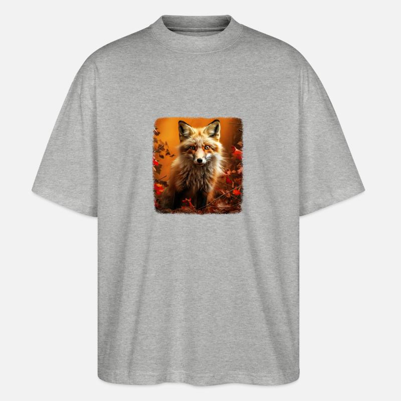 Füchse realistic Fuchs - Stanley/Stella Oversized Unisex Bio T-Shirt Blaster 2.0 - Grau meliert