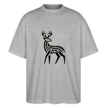 Deer Native American Zodiac - Stanley/Stella Oversized Unisex Organic T-shirt Blaster 2.0 - heather grey - Front - Alina (178cm) & Michal (187cm)