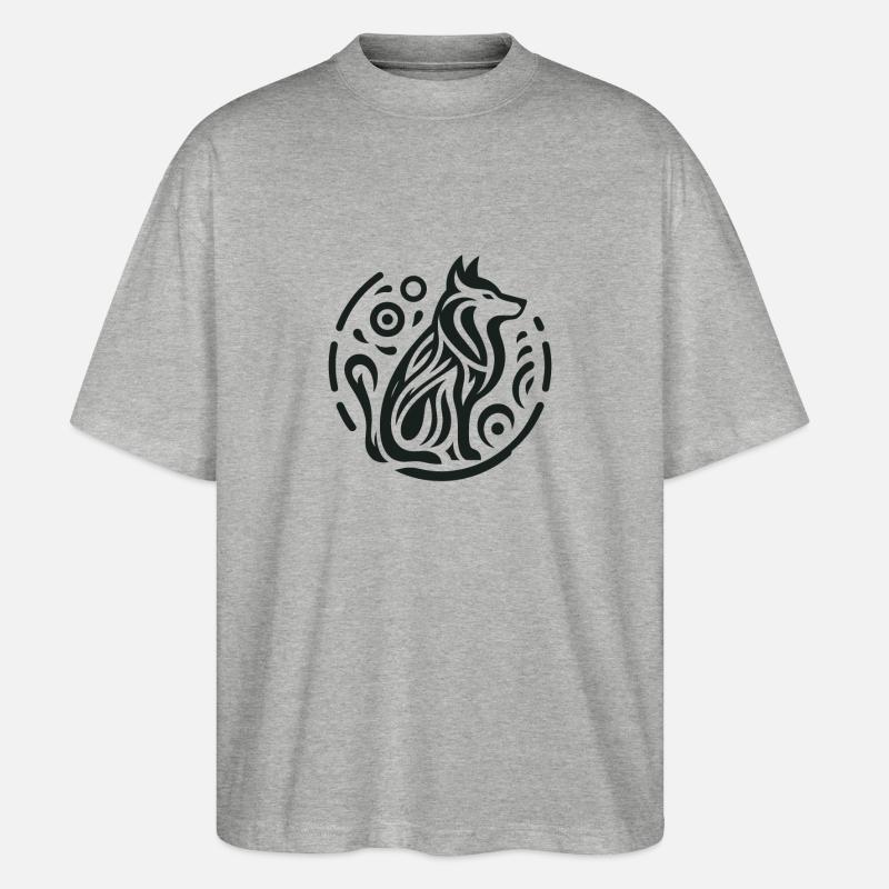 Wolve Indianer-Tierkreiszeichen - Stanley/Stella Oversized Unisex Bio T-Shirt Blaster 2.0 - Grau meliert