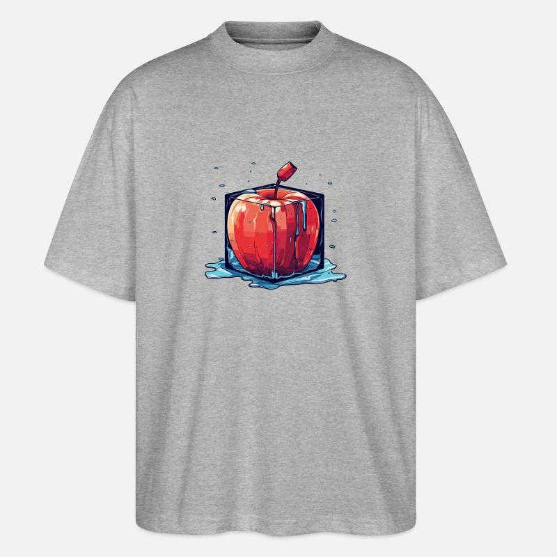 Würfel Apfel Cube Apple - Stanley/Stella Oversized Unisex Bio T-Shirt Blaster 2.0 - Grau meliert