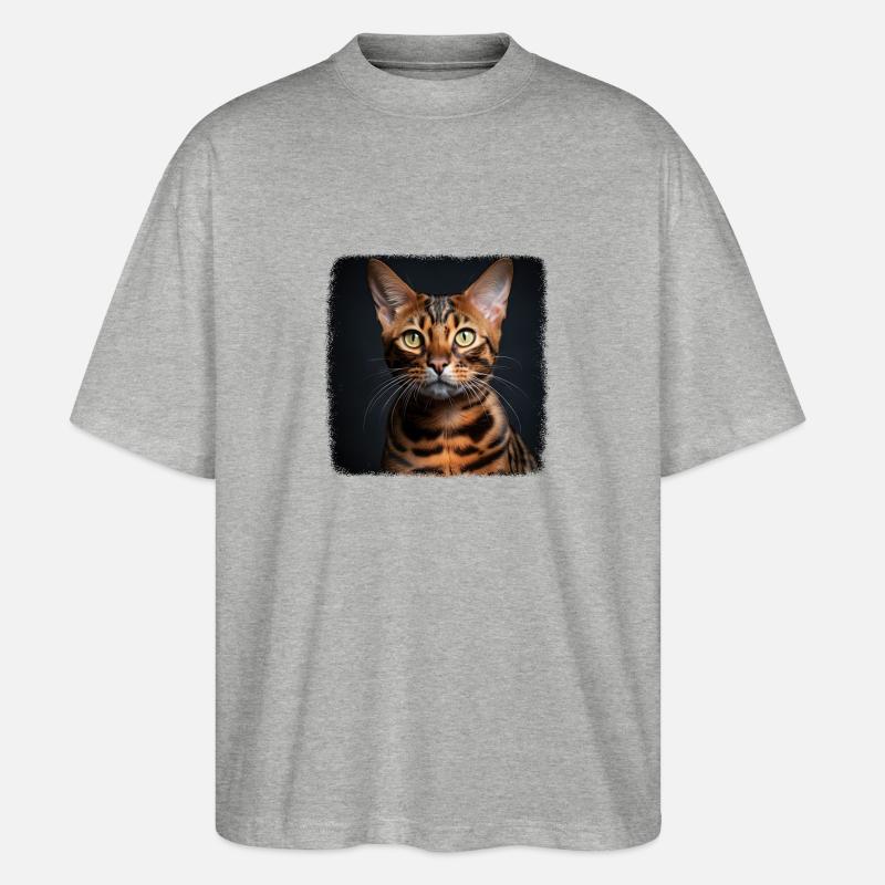Bengal Cat Bengalkatze - Stanley/Stella Oversized Unisex Bio T-Shirt Blaster 2.0 - Grau meliert