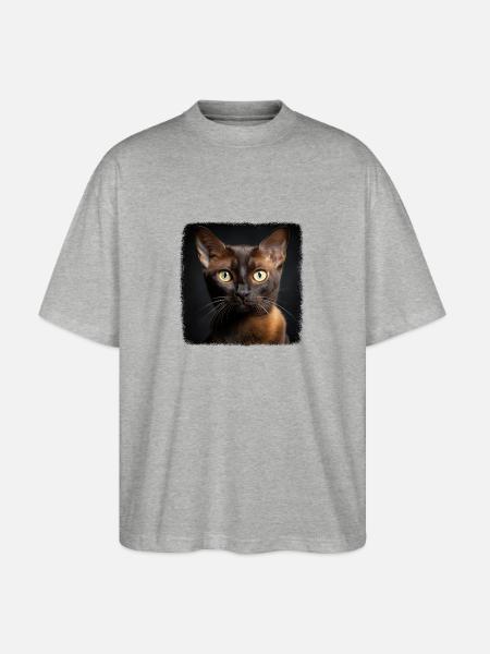 Burmese Cat Burma Katze - Stanley/Stella Oversized Unisex Organic T-shirt Blaster 2.0 - heather grey
