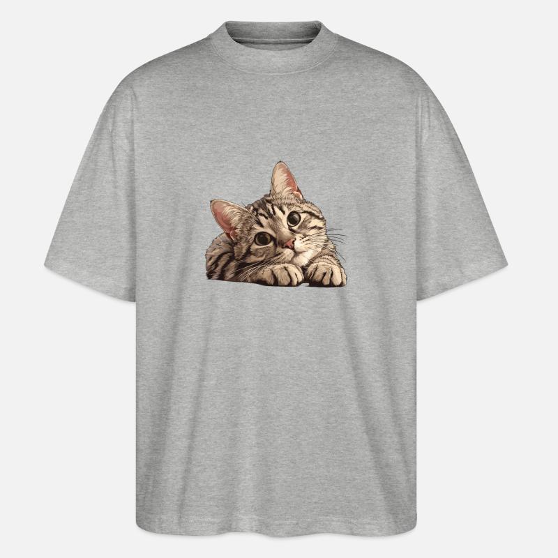 Tabby Kätzchen Tabby Katze - Stanley/Stella Oversized Unisex Bio T-Shirt Blaster 2.0 - Grau meliert