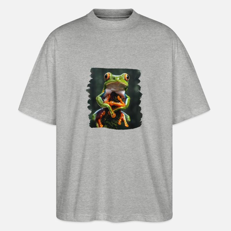 Tree Frog Baumfrösche Baumfrosch - Stanley/Stella Oversized Unisex Bio T-Shirt Blaster 2.0 - Grau meliert