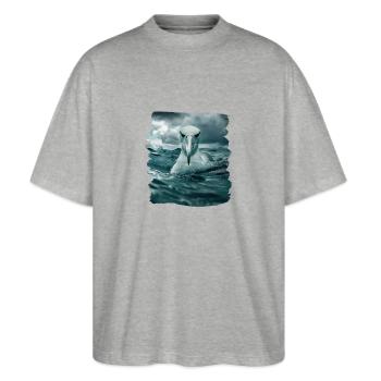 Albatross Albatrosse Albatros - Stanley/Stella Oversized Unisex Organic T-shirt Blaster 2.0 - heather grey - Front - Alina (178cm) & Michal (187cm)
