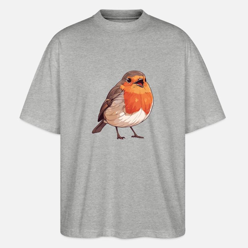 Robin Rotkehlchen - Stanley/Stella Oversized Unisex Bio T-Shirt Blaster 2.0 - Grau meliert