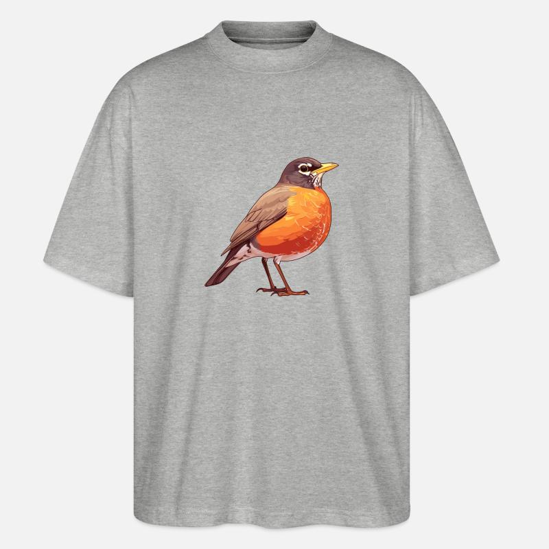 Robin Rotkehlchen - Stanley/Stella Oversized Unisex Bio T-Shirt Blaster 2.0 - Grau meliert