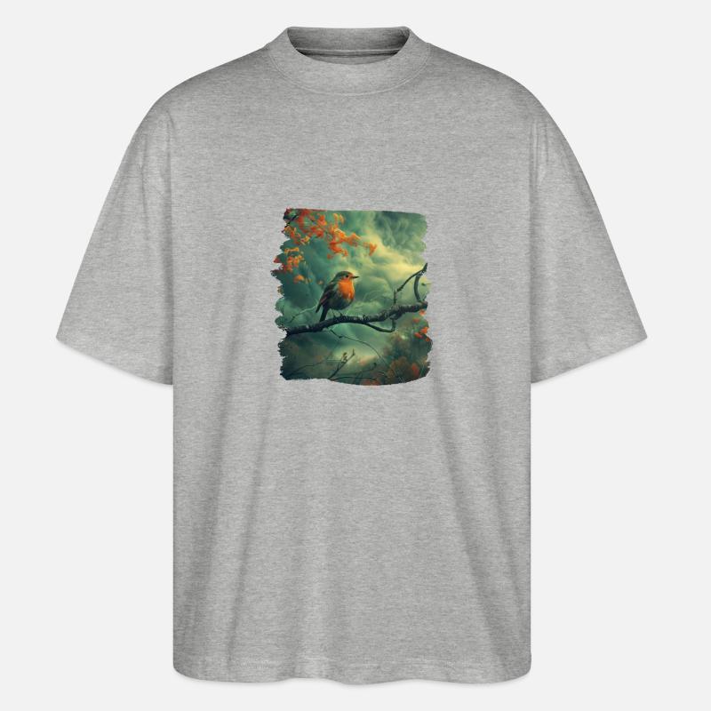 Robin Rotkehlchen - Stanley/Stella Oversized Unisex Bio T-Shirt Blaster 2.0 - Grau meliert