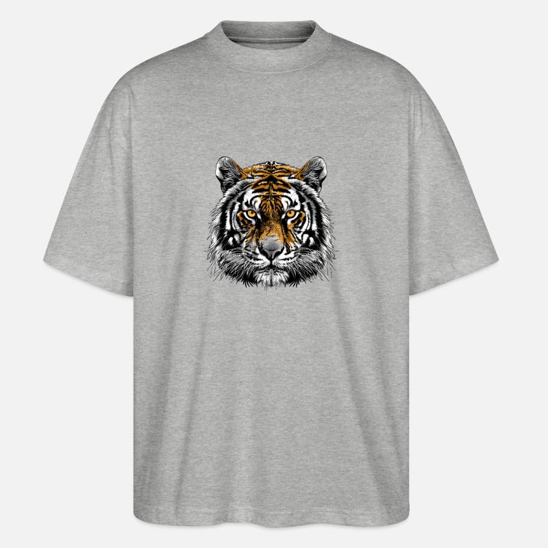 Tiger - Stanley/Stella Oversized Unisex Bio T-Shirt Blaster 2.0 - Grau meliert