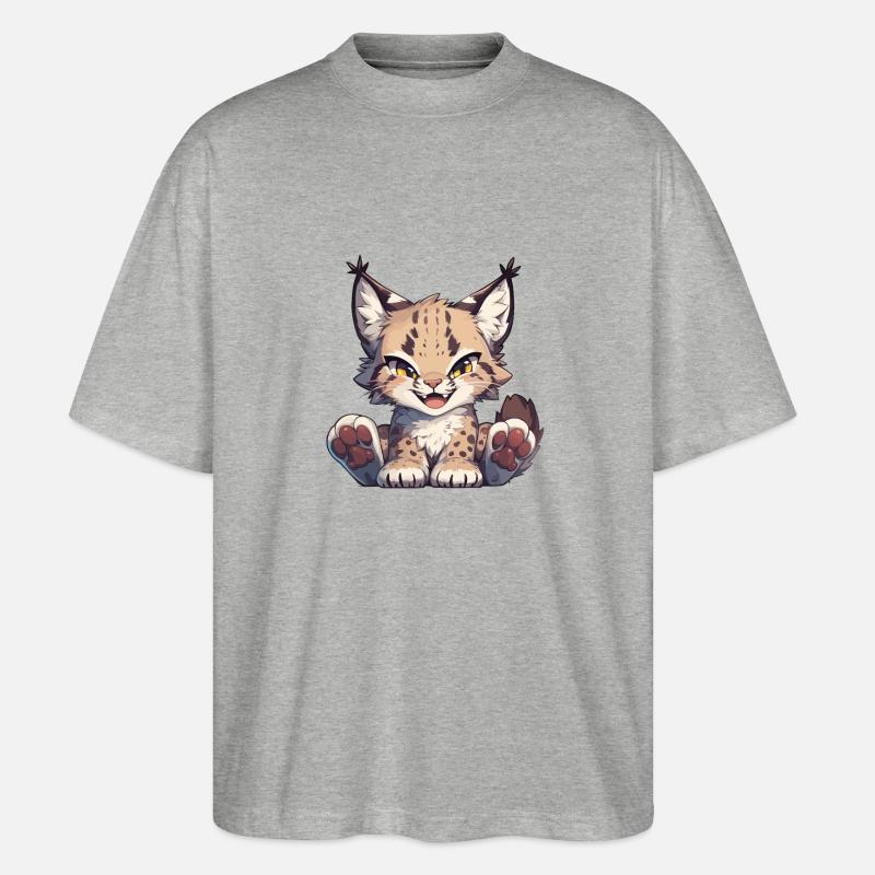 Lynx Luchse Luchs - Stanley/Stella Oversized Unisex Bio T-Shirt Blaster 2.0 - Grau meliert