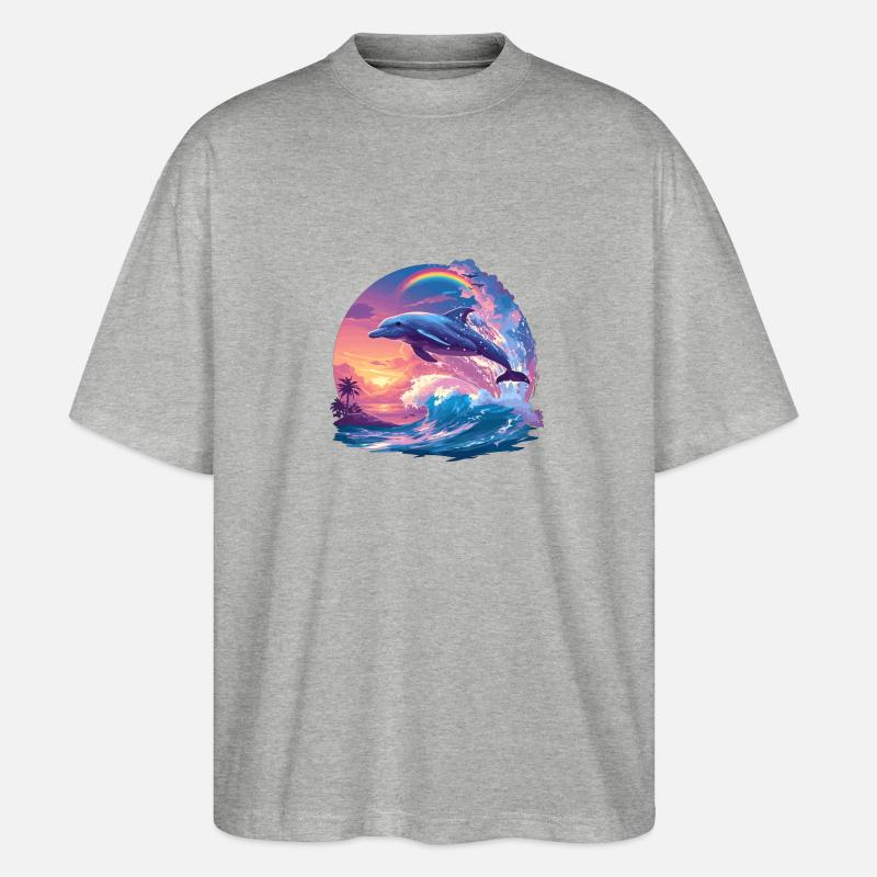 Dolphin Delfine Delfin - Stanley/Stella Oversized Unisex Bio T-Shirt Blaster 2.0 - Grau meliert
