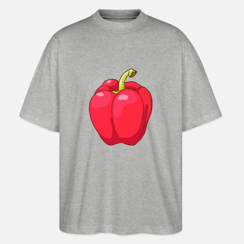 Rote Paprika - Stanley/Stella Oversized Unisex Bio T-Shirt Blaster 2.0 - Grau meliert