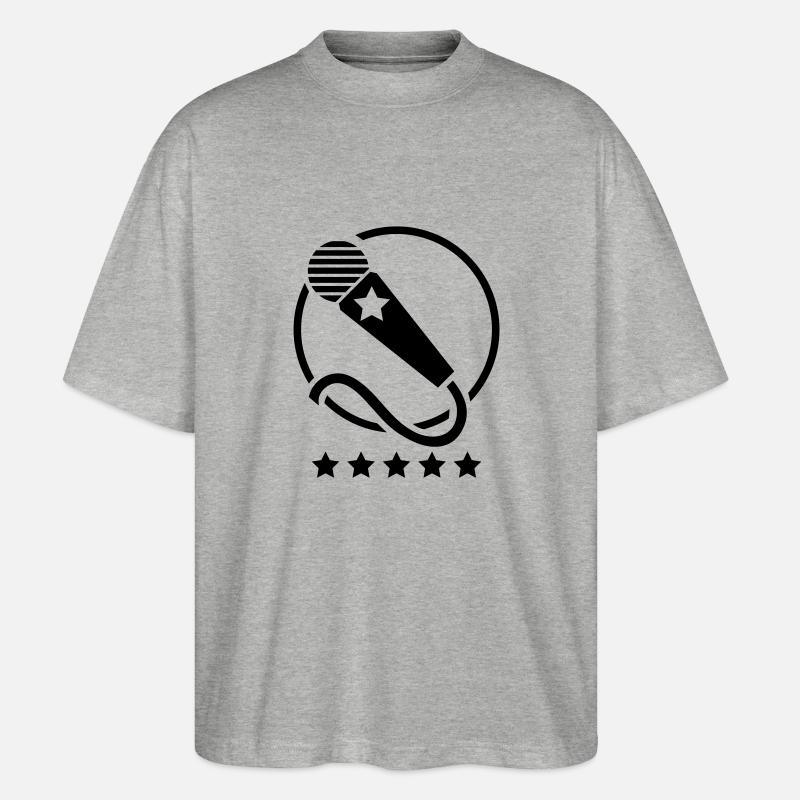 microphone_cool__f1 - Stanley/Stella Oversized Unisex Bio T-Shirt Blaster 2.0 - Grau meliert