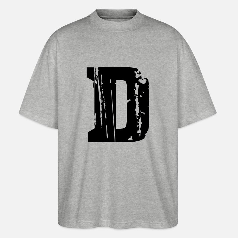 D - Buchstabe - Stanley/Stella Oversized Unisex Bio T-Shirt Blaster 2.0 - Grau meliert