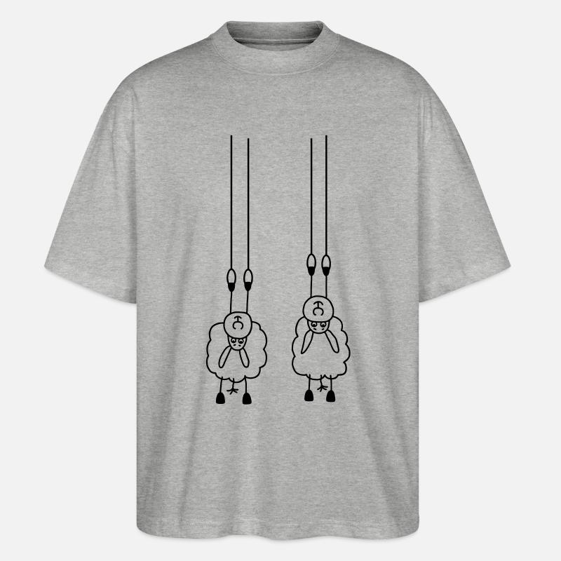 Schafe an Ringen - Stanley/Stella Oversized Unisex Bio T-Shirt Blaster 2.0 - Grau meliert