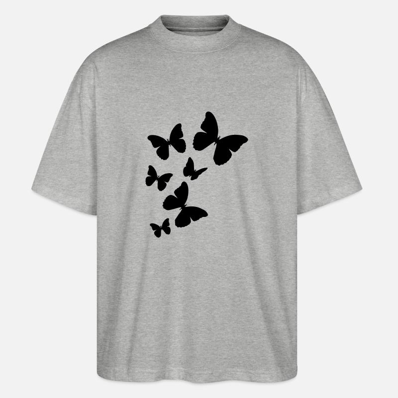 Schmetterlinge - Stanley/Stella Oversized Unisex Bio T-Shirt Blaster 2.0 - Grau meliert