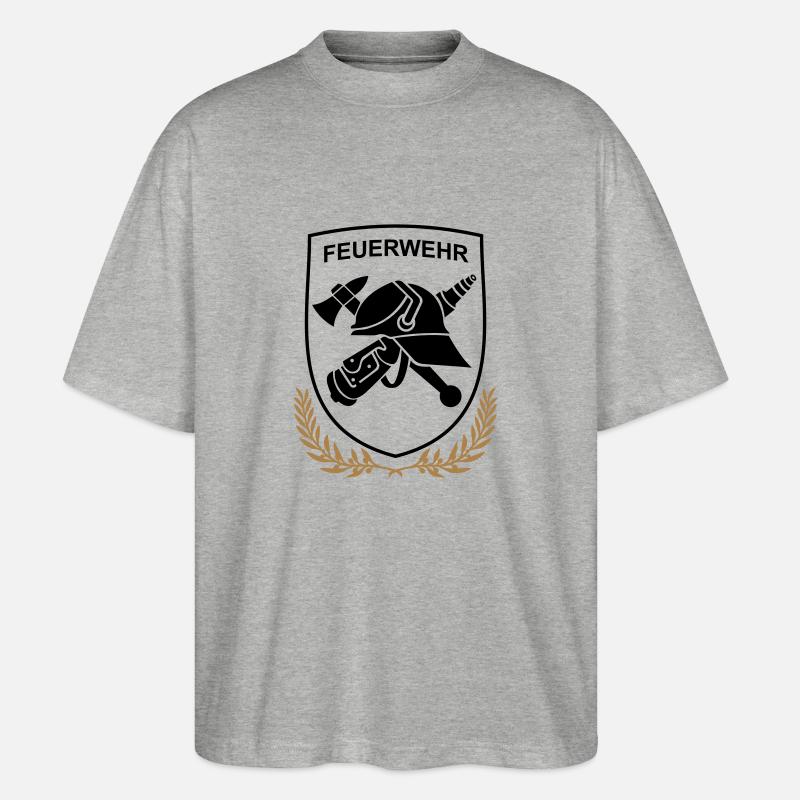 Feuerwehr Logo Wappenform - Stanley/Stella Oversized Unisex Bio T-Shirt Blaster 2.0 - Grau meliert
