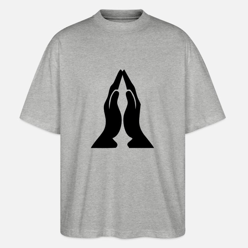 praying_hands_01 - Stanley/Stella Oversized Unisex Bio T-Shirt Blaster 2.0 - Grau meliert