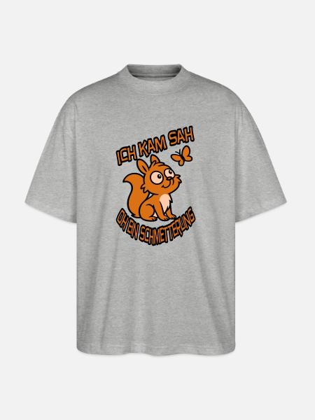 Verträumtes Eichhörnchen mit Spruch - Stanley/Stella Oversized Unisex Bio T-Shirt Blaster 2.0 - Grau meliert