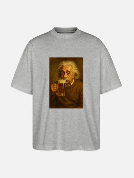 Einstein + Beer - Stanley/Stella Oversized Unisex Organic T-shirt Blaster 2.0 - heather grey