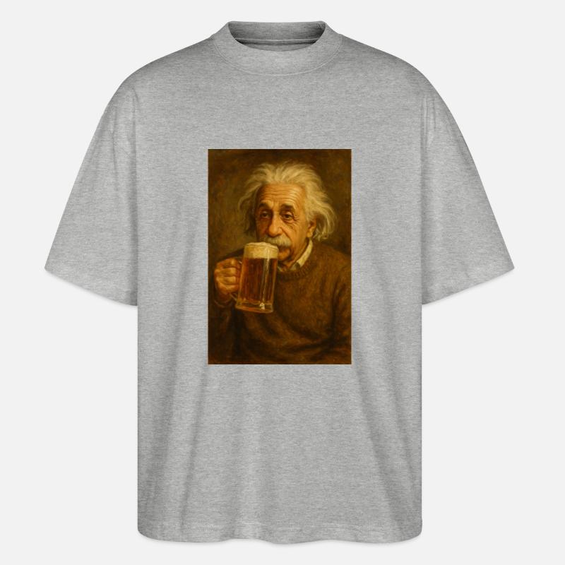 Einstein + Bier - Stanley/Stella Oversized Unisex Bio T-Shirt Blaster 2.0 - Grau meliert