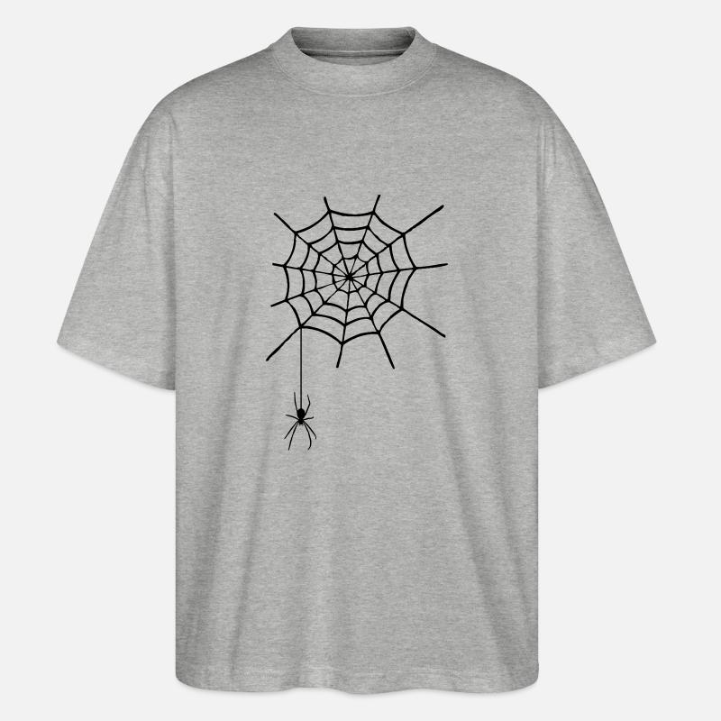 Spinnennetz mit Spinne - Stanley/Stella Oversized Unisex Bio T-Shirt Blaster 2.0 - Grau meliert