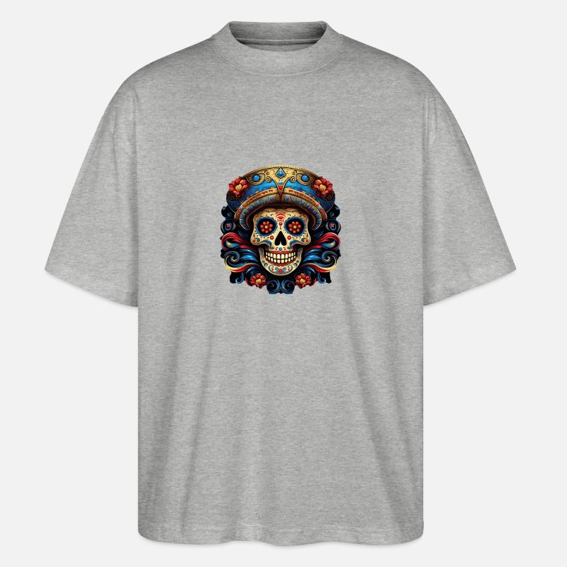 Cinco de Mayo Skull - Stanley/Stella Oversized Unisex Bio T-Shirt Blaster 2.0 - Grau meliert