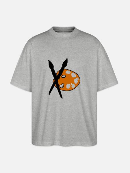 Artist - Painter - Brushes - Stanley/Stella Oversized Unisex Organic T-shirt Blaster 2.0 - heather grey