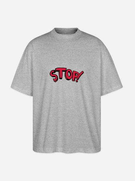 Stop standing remain comic saying - Stanley/Stella Oversized Unisex Organic T-shirt Blaster 2.0 - heather grey