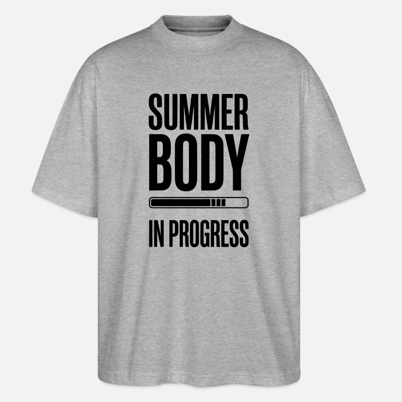 Summer Body in Progress – Motivationsstudio-Zitat - Stanley/Stella Oversized Unisex Bio T-Shirt Blaster 2.0 - Grau meliert