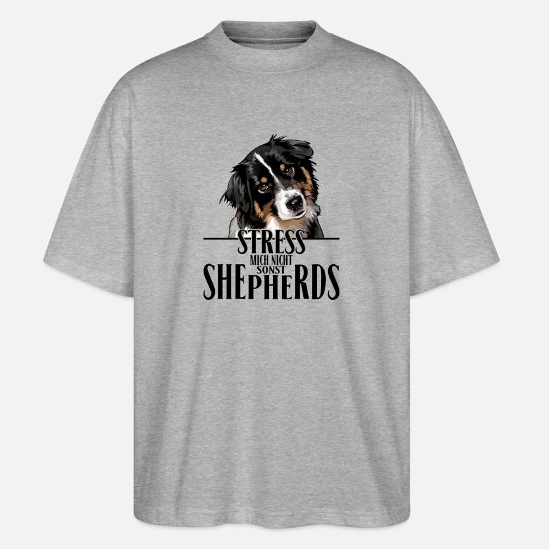 AUSTRALIAN SHEPHERD Spruch Wilsigns Aussie - Stanley/Stella Oversized Unisex Bio T-Shirt Blaster 2.0 - Grau meliert