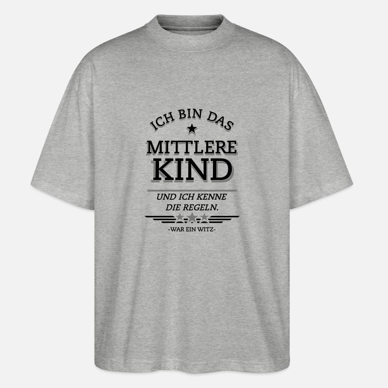 Ich bin das mittlere Kind - Stanley/Stella Oversized Unisex Bio T-Shirt Blaster 2.0 - Grau meliert